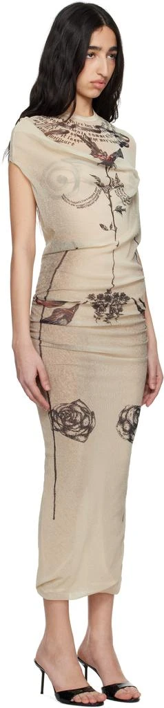 Jean Paul Gaultier Beige 'The Tattoo Rose and Bird' Maxi Dress 2