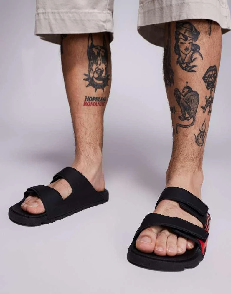 Hugo Red HUGO RED Evander large logo sandals in black 3