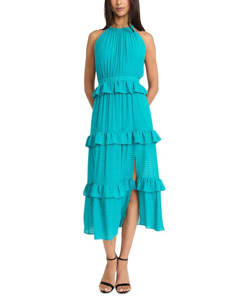 Donna Morgan Ruffle Tiered Halter Neck Midi Dress 1