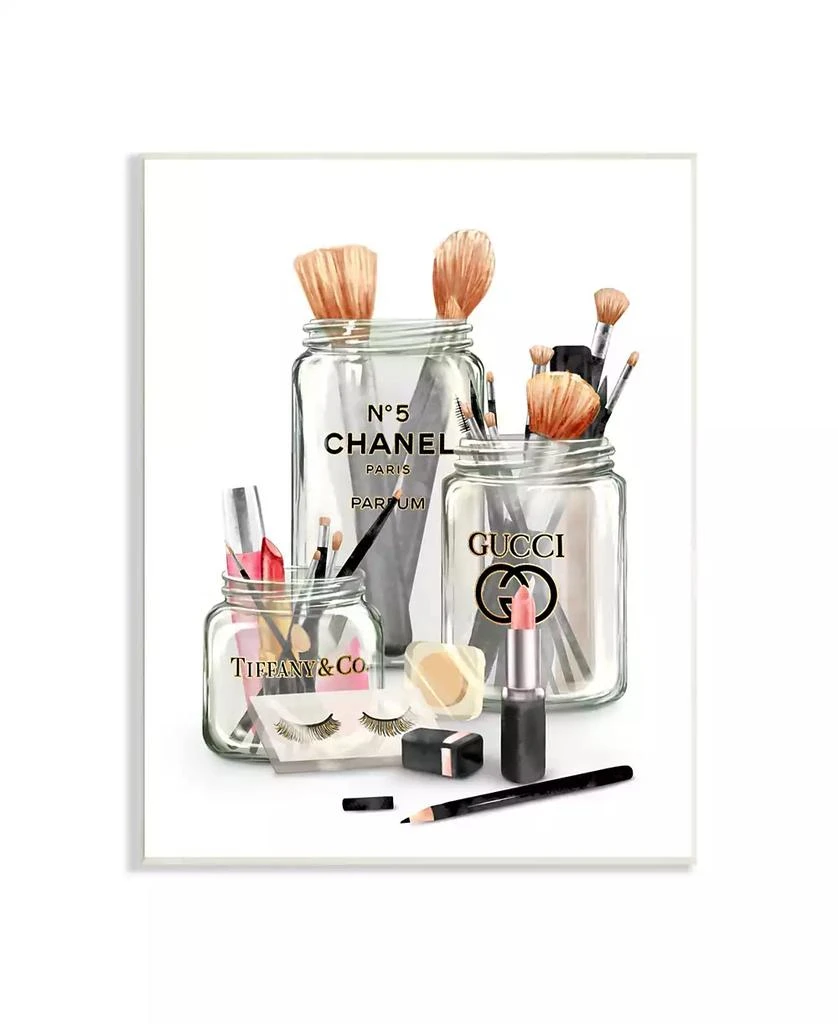 Stupell Industries Fashion Brand Makeup in Mason Jars Glam Design Wall Plaque Art, 10" x 15" 1