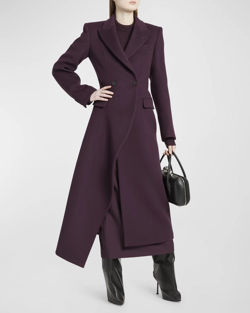 Alexander McQueen Asymmetric Draped Wool Overcoat 1