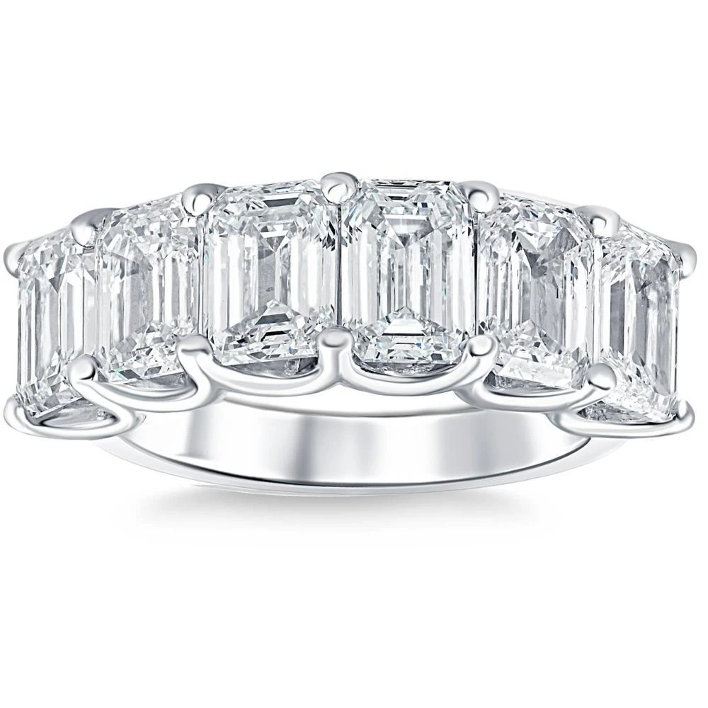 Pompeii3 6Ct TW Emerald Cut Diamond Ring U Prong Lab Grown 14k White Yellow or Rose Gold