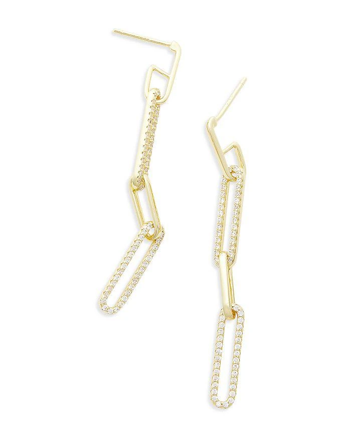 Shashi Pavé Link Linear Drop Earrings in 14K Gold Plated Sterling Silver 3