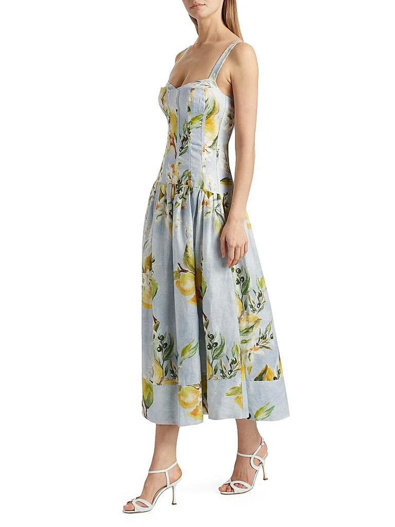 Nicholas the Label Makenna Floral Linen Drop-Waist Midi-Dress 4