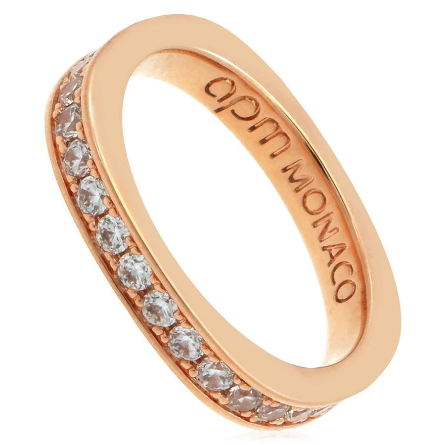 apm Monaco Dainty Pave Rose-Gold Alloy Ring 1