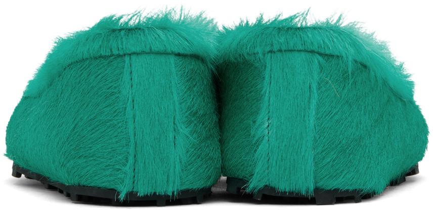Marni Green Calf-Hair Moc Loafers