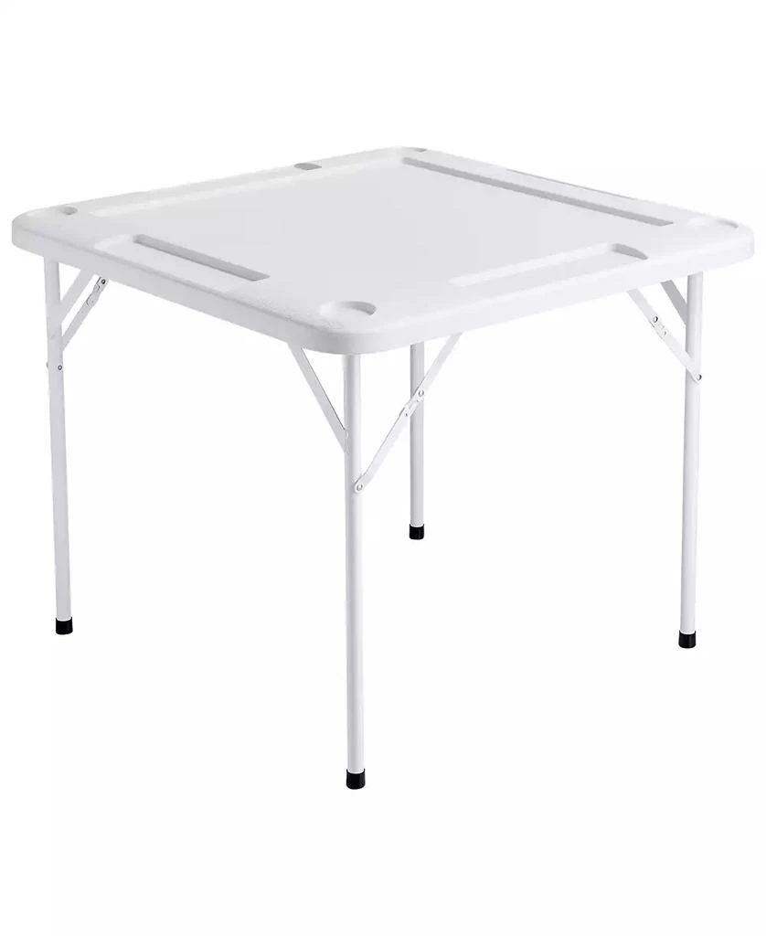 SUGIFT Folding Mahjong Table 4-Player Square Table with Cup Holders 9