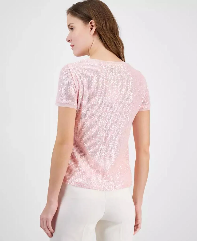 Anne Klein Petite Crewneck Short-Sleeve Sequin T-Shirt 4