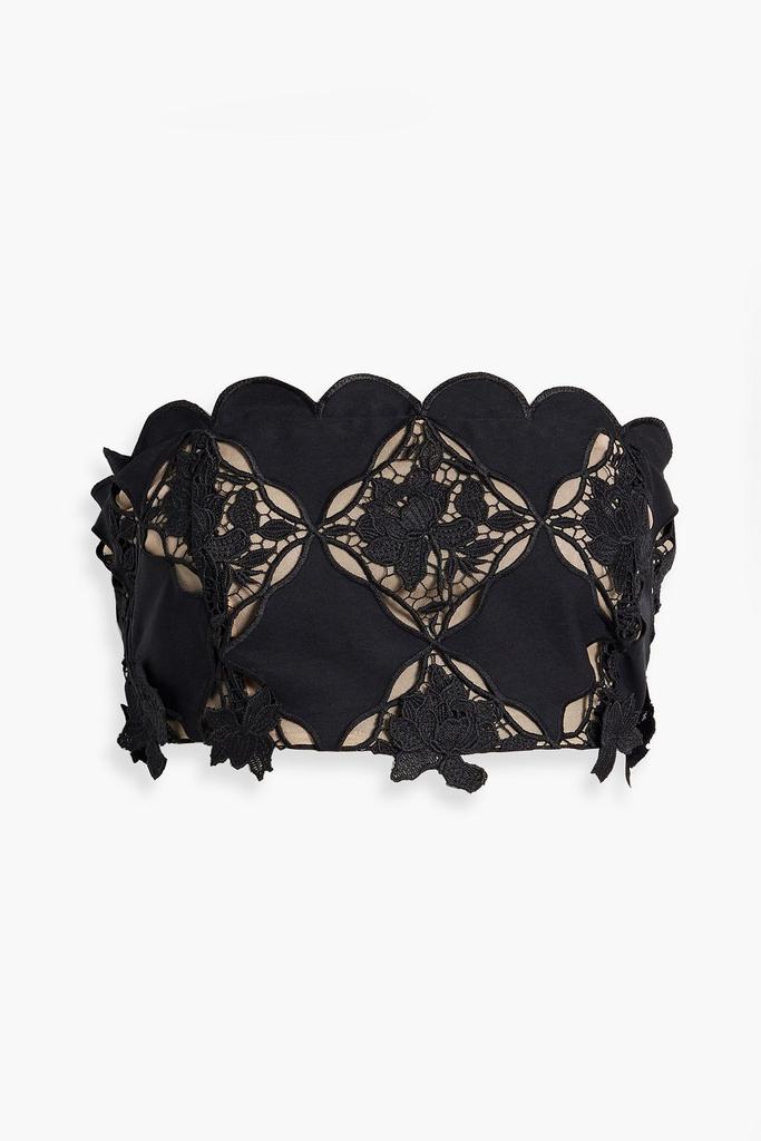 Oscar de la Renta Strapless cropped guipure lace top