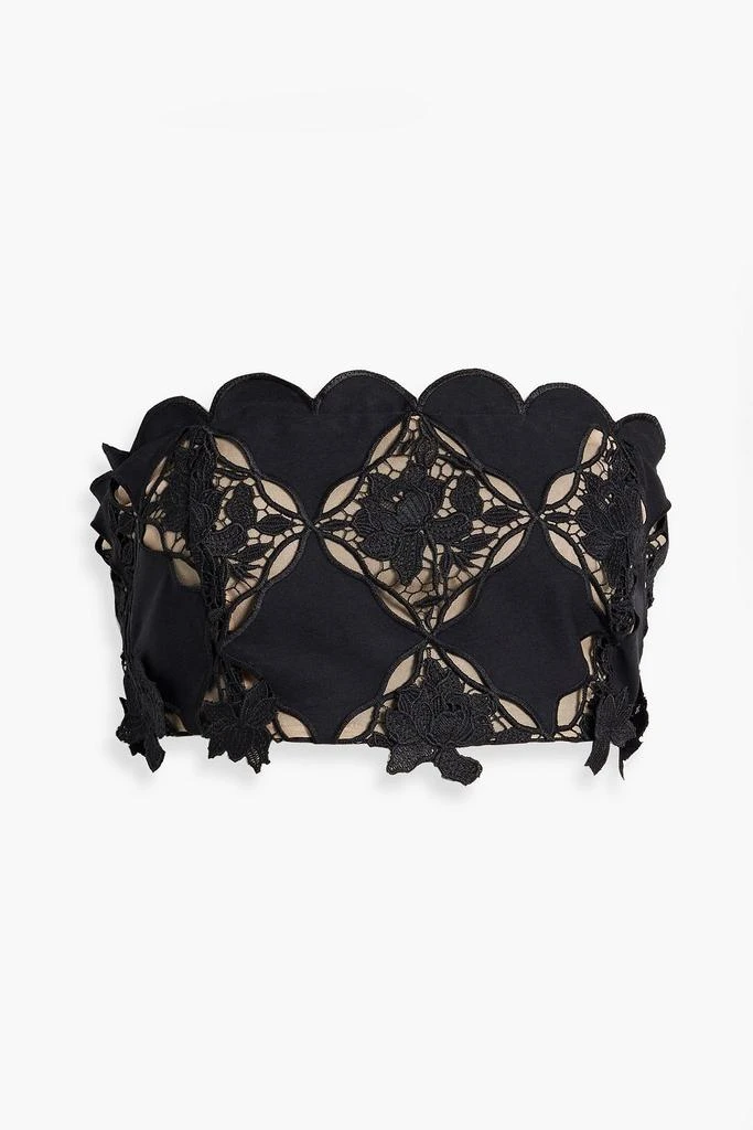 Oscar de la Renta Strapless cropped guipure lace top 1
