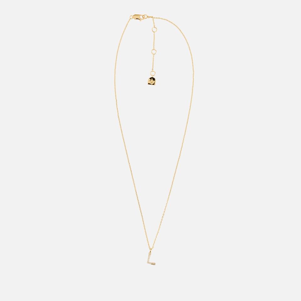 ASTRID & MIYU Astrid & Miyu Initial Pavé 18K Gold-Plated Necklace
