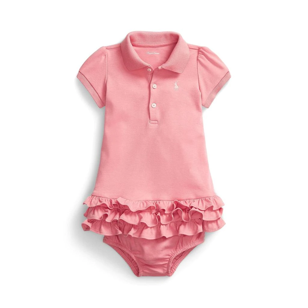 Ralph Lauren Interlock Solid Ruffle Dress (Infant)