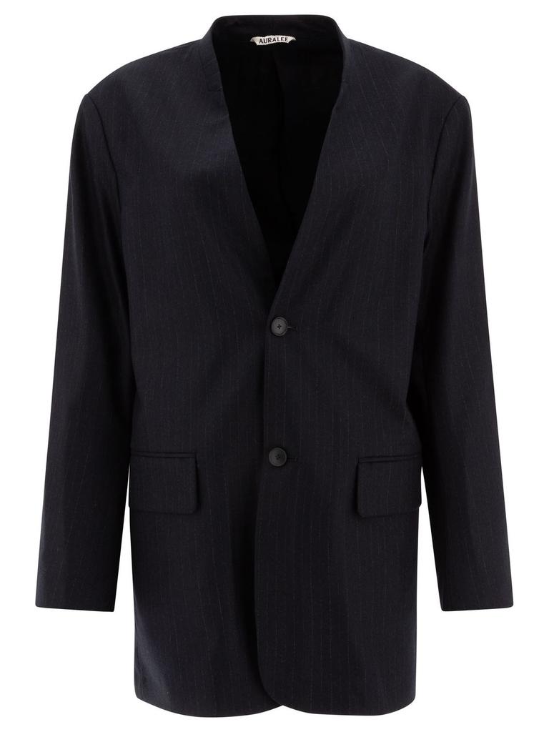 AURALEE Navy Sponge Wool Melton Short Jacket - Jackets