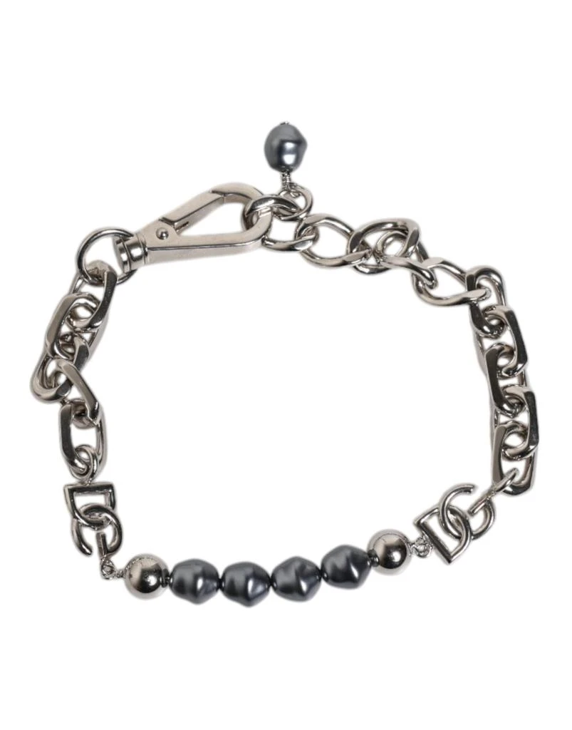 Dolce & Gabbana Tone Chain Lobster Clasp Logo Pearls Men's Bracelet 1