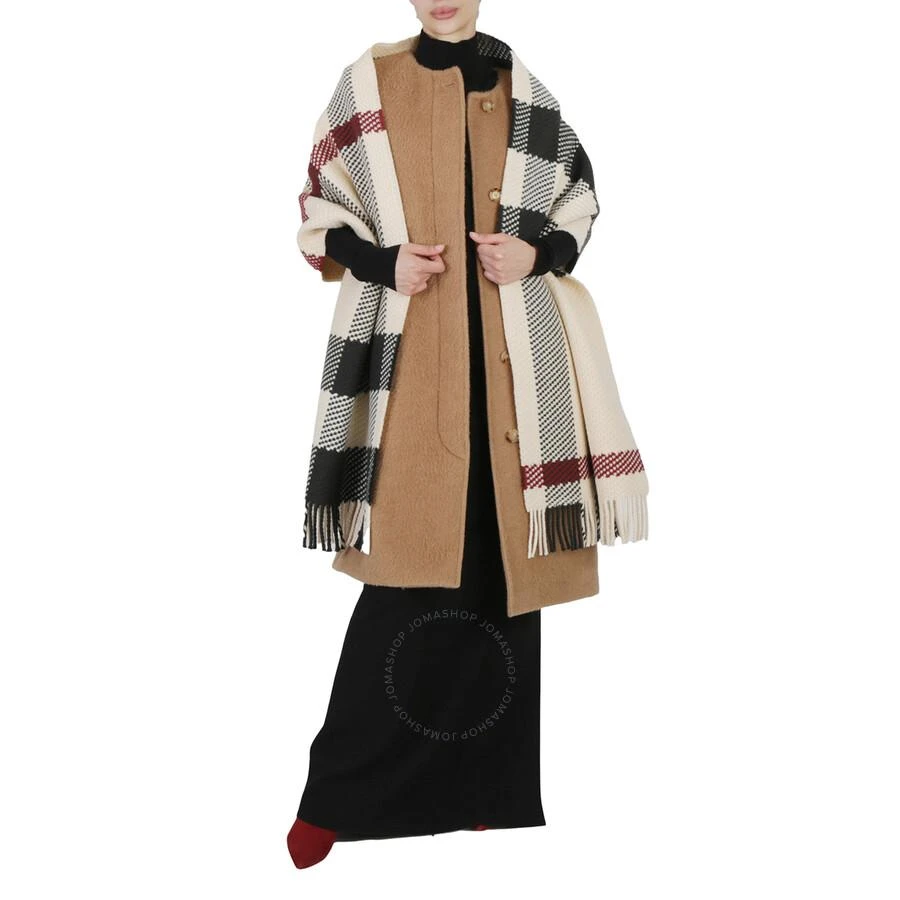 Burberry Stone Jumbo Check Wool Fringed Scarf 3