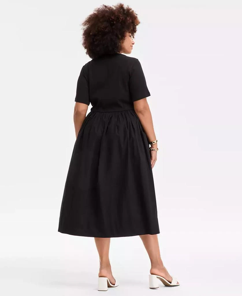 On 34th Trendy Plus Size Scoop-Neck Mixed-Media Midi Dress, Exclusively at Macy's 2