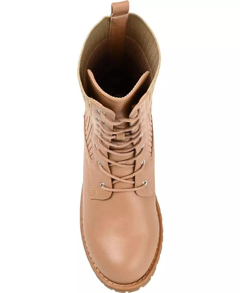 Journee Collection Women's Melei Knit Lace Up Lug Sole Combat Boots 4