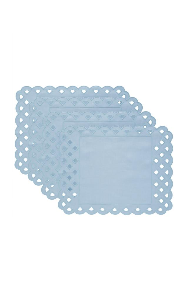 MoDA Moda Domus - Set-of-Four Handcrafted Linen Placemats - Blue - Moda Operandi