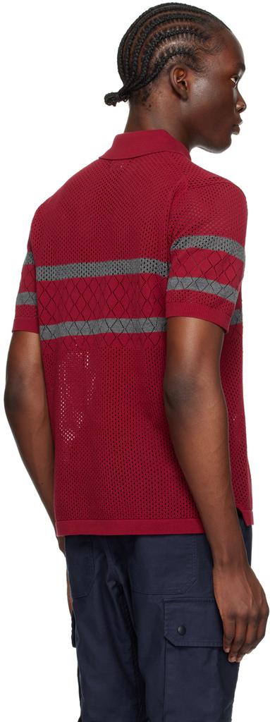 【BURGUNDY】Knit Polo Mesh Stripe Shop Burgundy Mesh Stripe Polo on Sale at BeyondStyle – Get 62