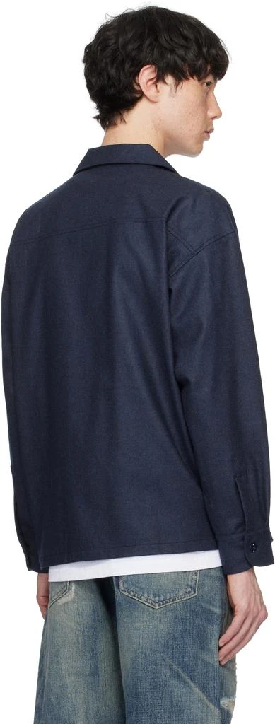 NEIGHBORHOOD Navy Wool Open Collar Shirt 3