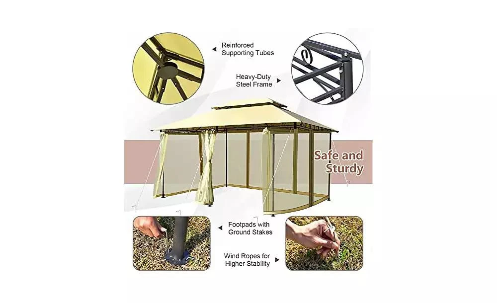 Mecale 10 Feet x 13 Feet Tent Canopy Shelter with Removable Netting Sidewall 6