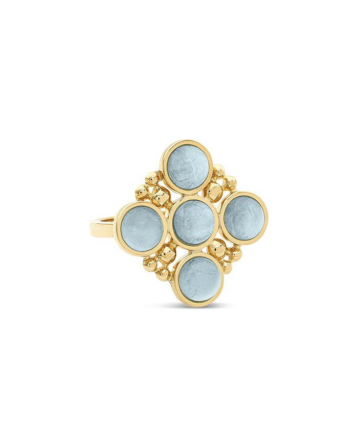 L. Klein 18K Yellow Gold Bubbles Aquamarine Ring