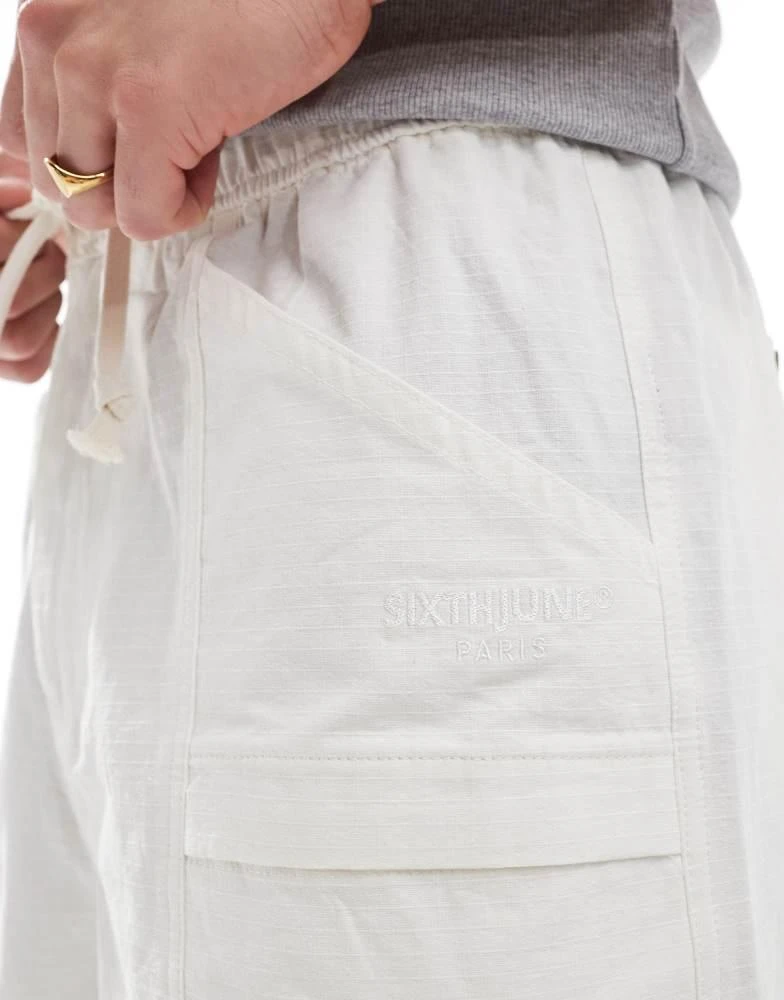 Sixth June Sixth June wide leg linen shorts in white 2