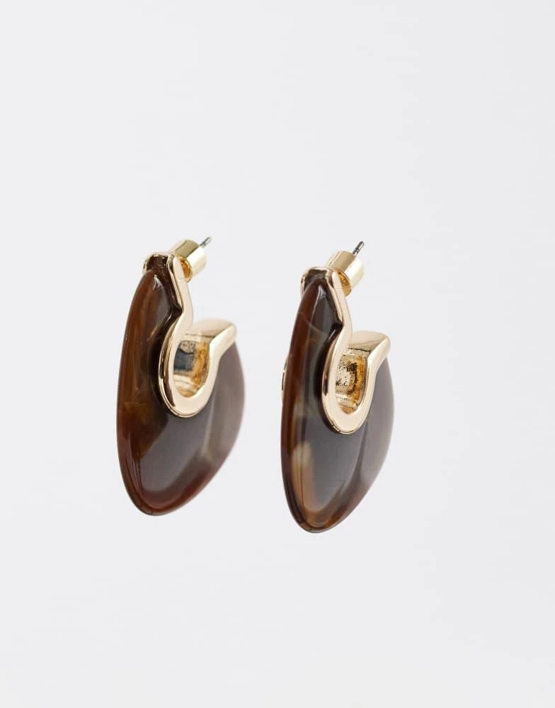 ASOS ASOS DESIGN half hoop earrings in brown resin and gold tone