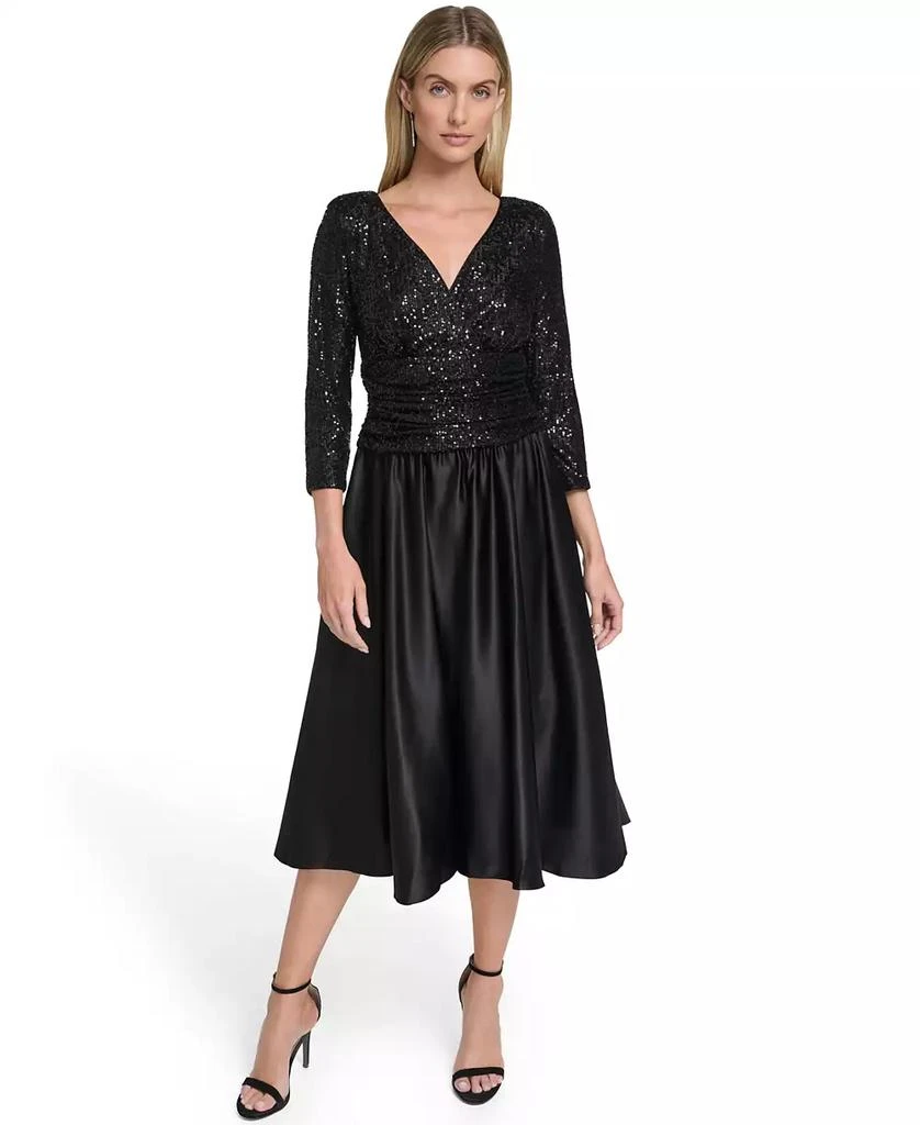 Petite 3/4-Sleeve V-Neck Sequin Midi Dress  On Sale Now with Up to 51% Off  | Discover Exclusive Deals & Savings at BeyondStyle  Authentic Jessica  Howard dress|women's fashion|dresses with Limited-Time Discounts,