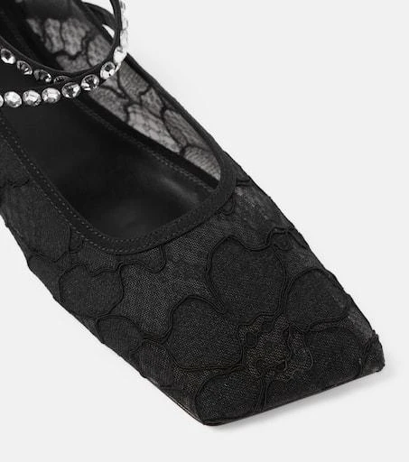 Amina Muaddi Ane embellished lace ballet flats 5