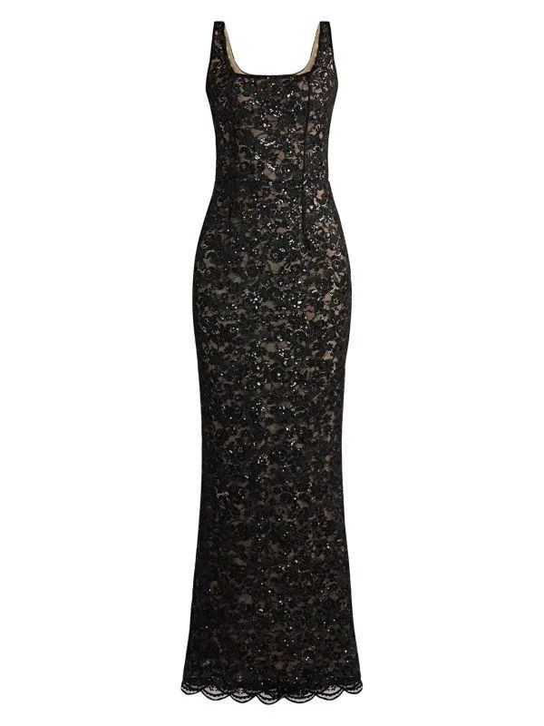 Zac Posen Lace & Sequin Fitted Gown 5