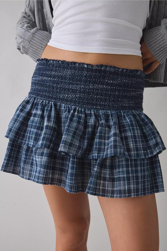 BDG BDG Monika Check Tiered Ruffle Mini Skirt