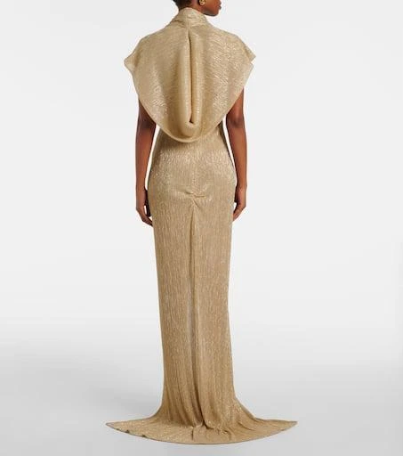 Costarellos Eva draped lamé gown 3