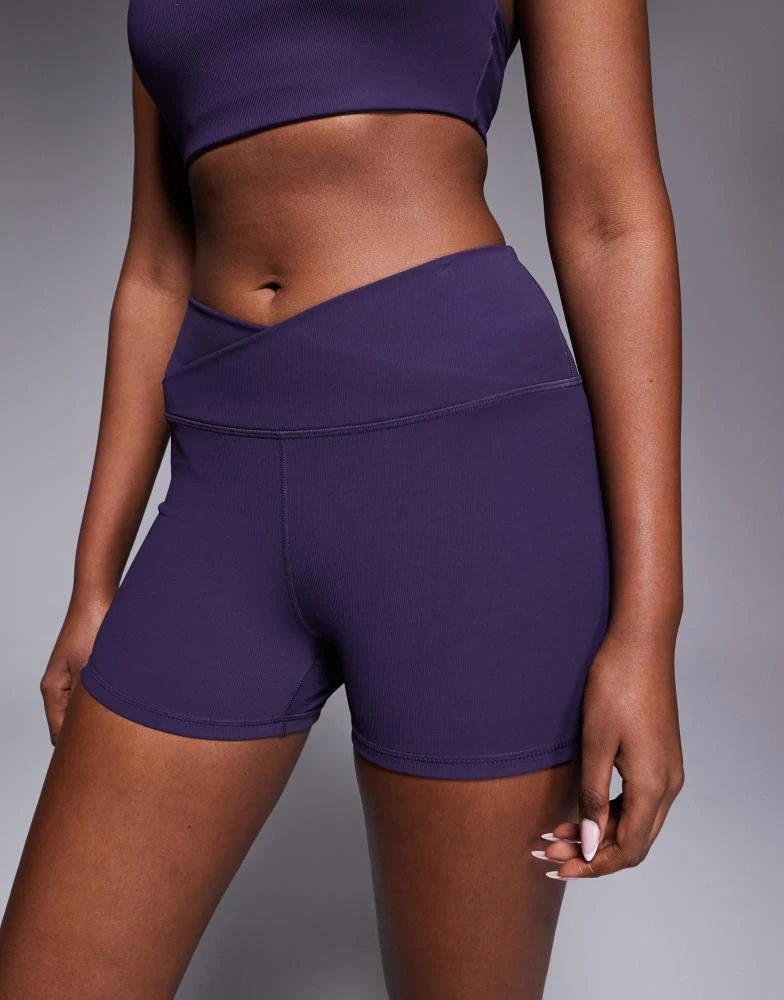4505 4505 micro rib wrap waist 3 inch booty short in grape 4