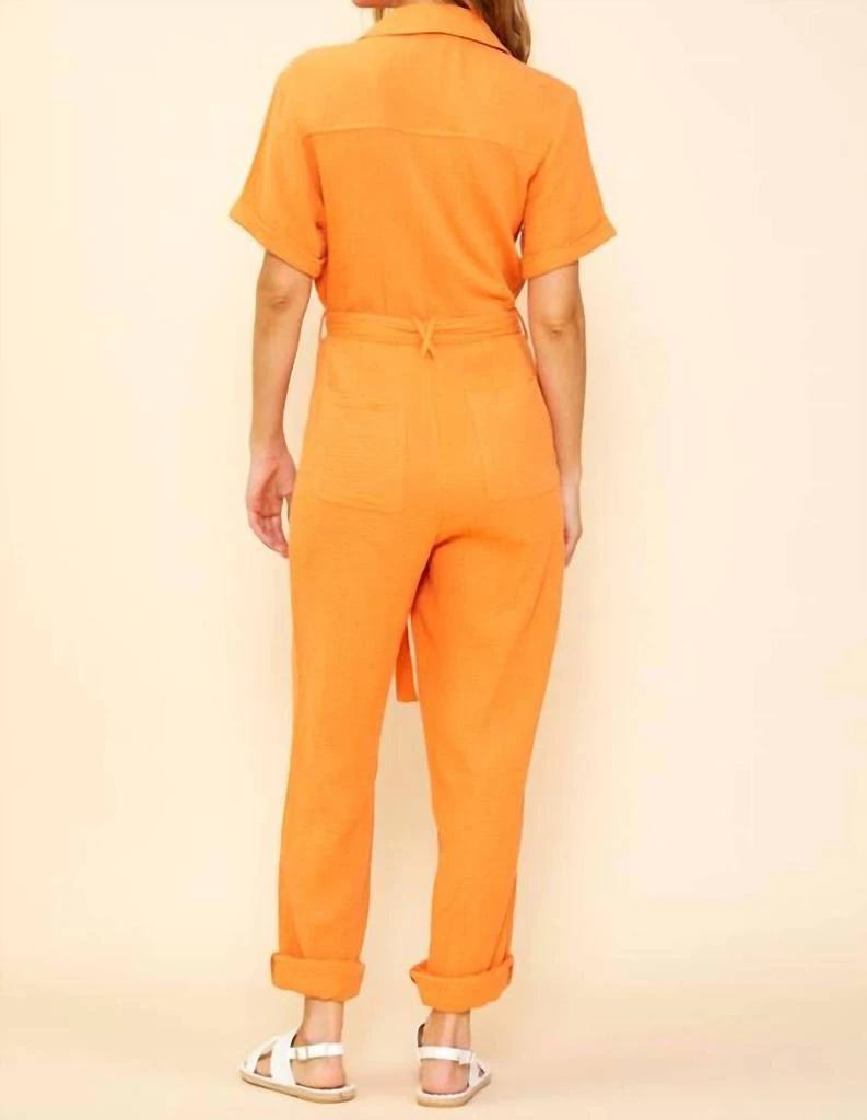 SKIES ARE BLUE Short Sleeve Jumpsuit In Sunkissed Orange 3