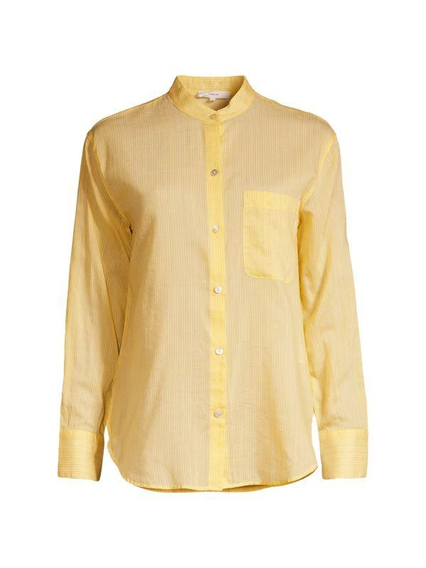 Vince Pinstripe Silk Blend Button Down Shirt 4