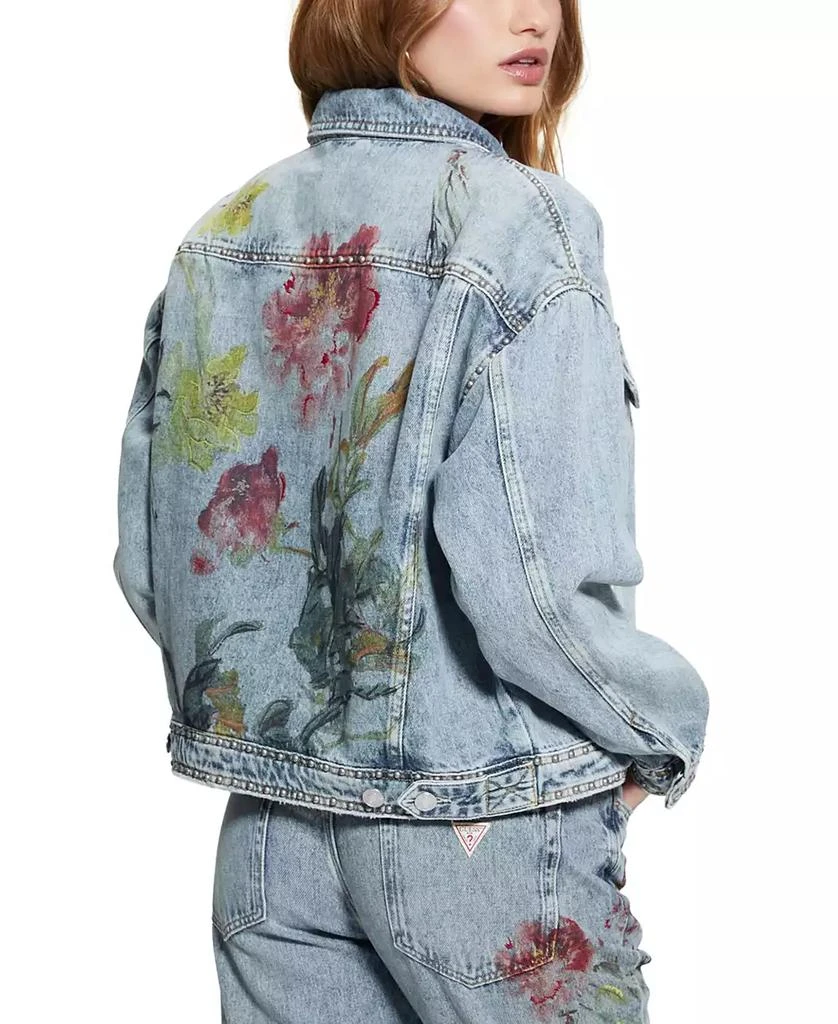 GUESS Women's Clara Printed-Back Denim Jacket 3