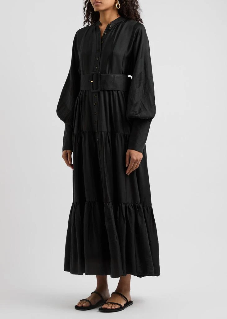 BYTIMO Striped-jacquard belted woven maxi dress  2