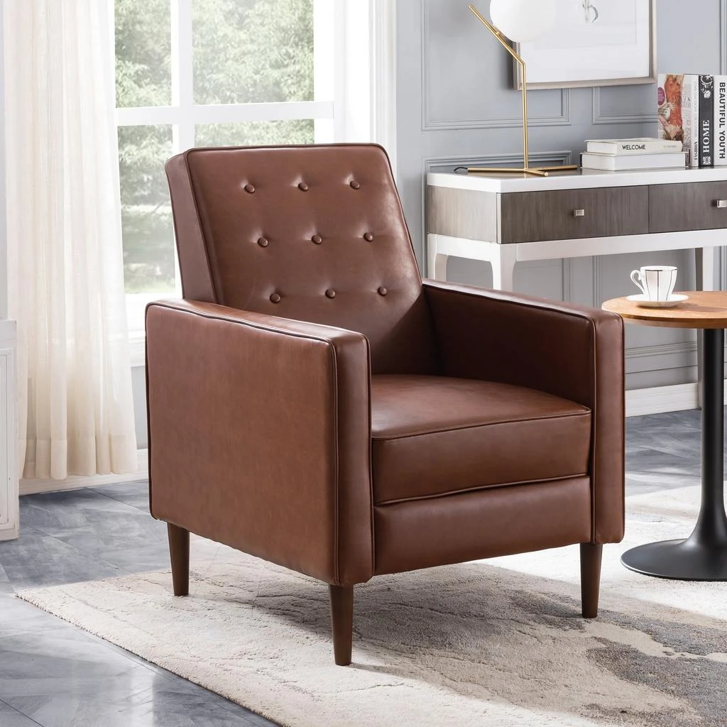 Streamdale Furniture Streamdale Mid-Century Modern Recliner with Button-Tufted Waffle Stitch Upholstery 4