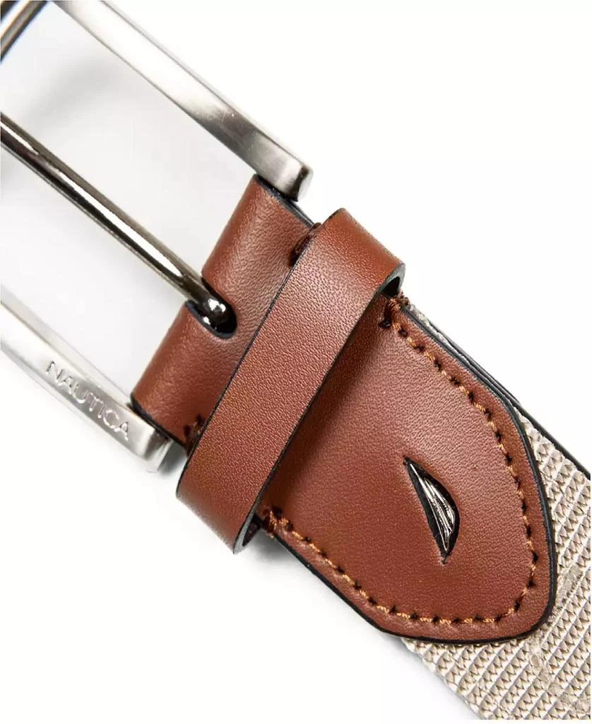 Nautica Men's Leather Tab Signature Webbing Logo Belt 2