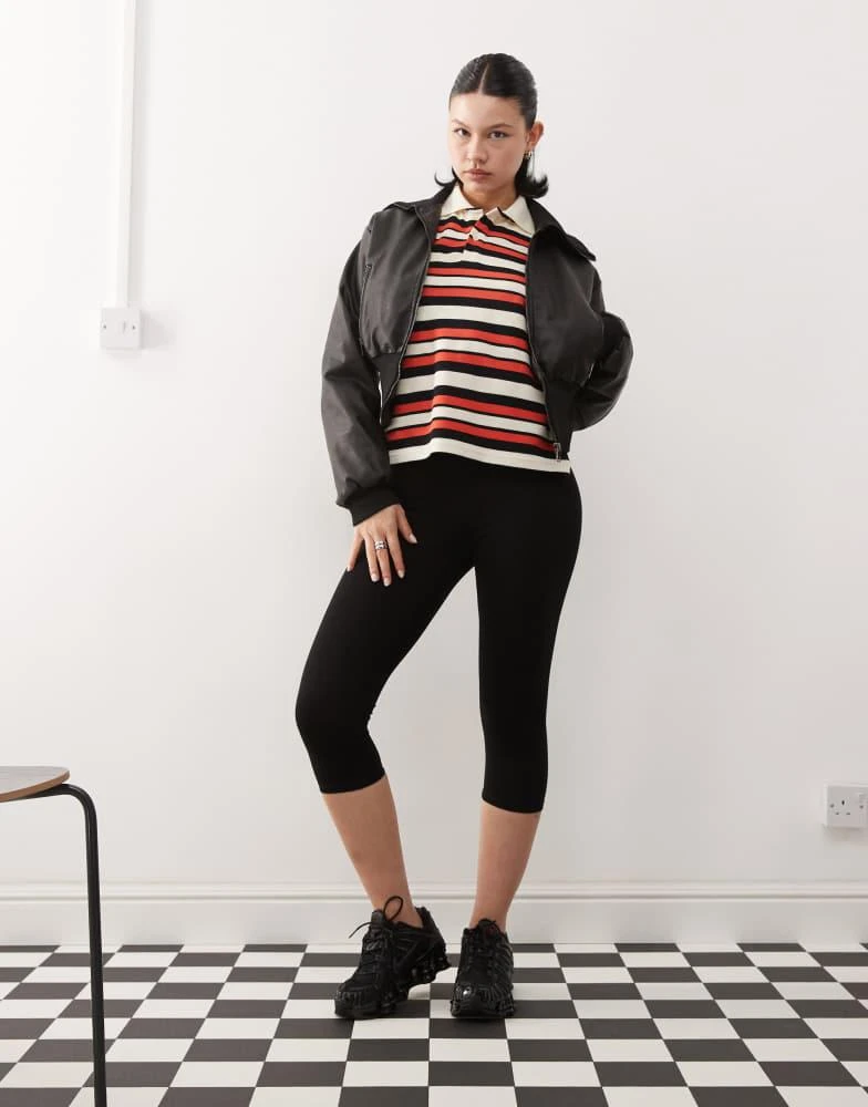 Lioness Lioness long sleeve collared rugby polo top in red stripe 2