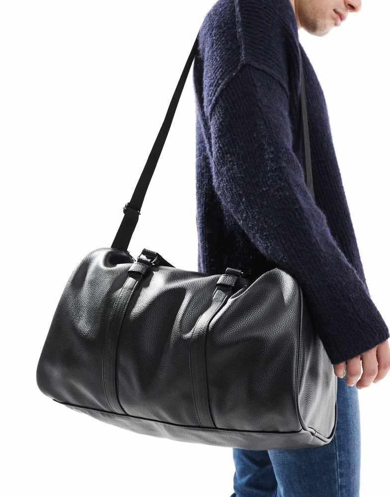 French Connection Mens French Connection faux leather holdall bag in black 3