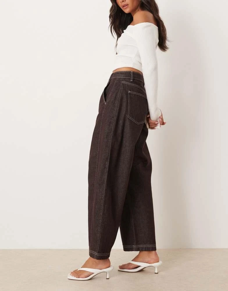 ASOS ASOS DESIGN cropped barrel leg jean in dark brown 3