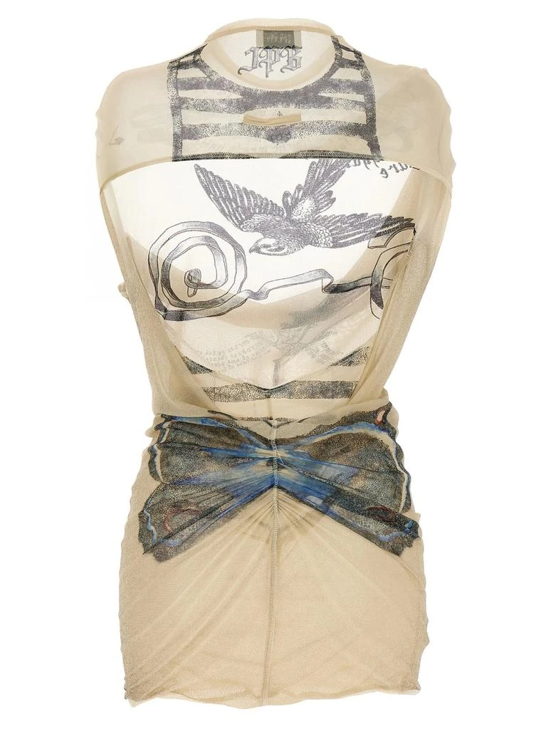 Jean Paul Gaultier Jean Paul Gaultier The Short Tattoo Rose and Bird Dress 2