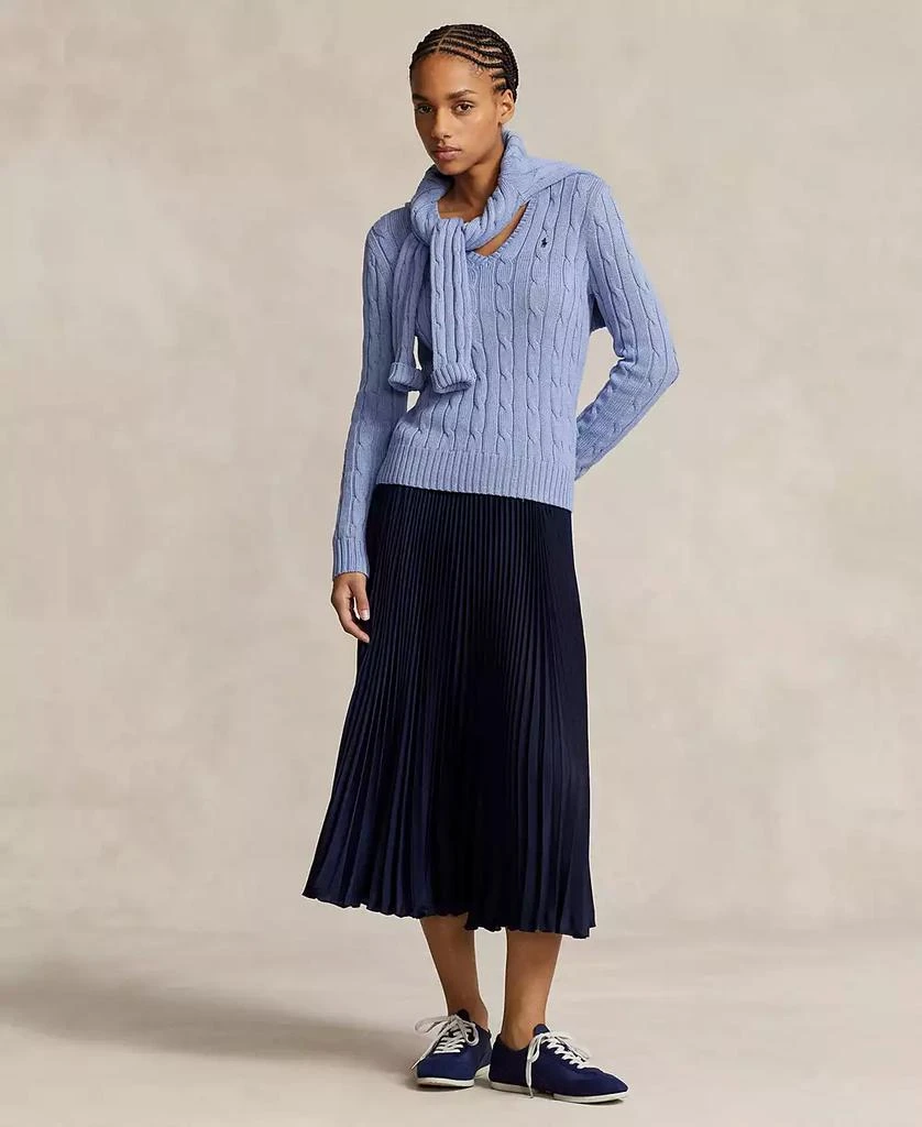 Ralph Lauren Women's Cable-Knit Cotton V-Neck Sweater 2