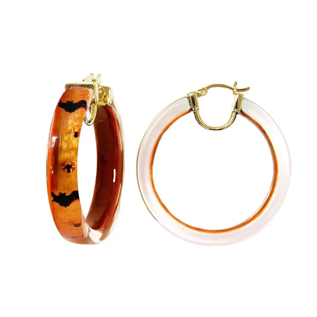 Gold & Honey Gold & Honey - Women's Bats And Spiders Illusion Lucite Hoops