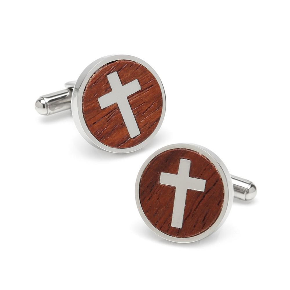 Ox & Bull Trading Co. Ox Bull Trading Co Cross Round Wood Cufflinks
