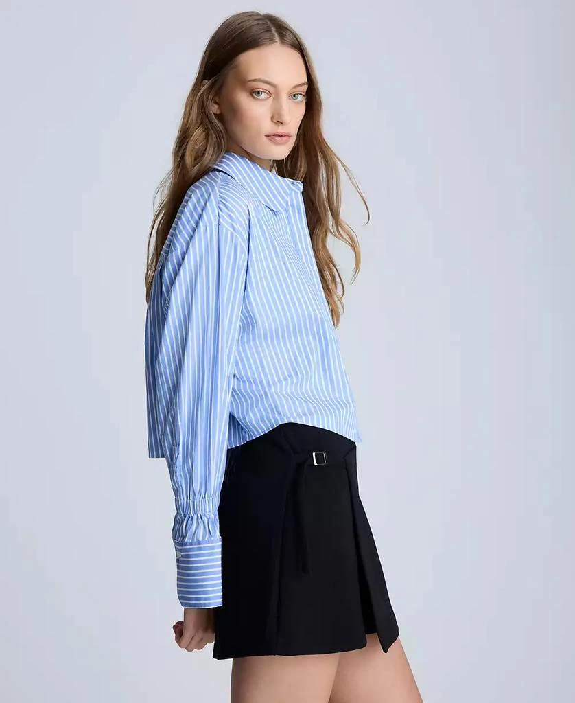 Kenneth Cole Women's Cotton Striped Cropped Shirt 3