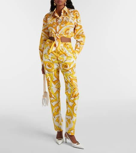 Dolce 
Gabbana Majolica high-rise cotton straight pants 2