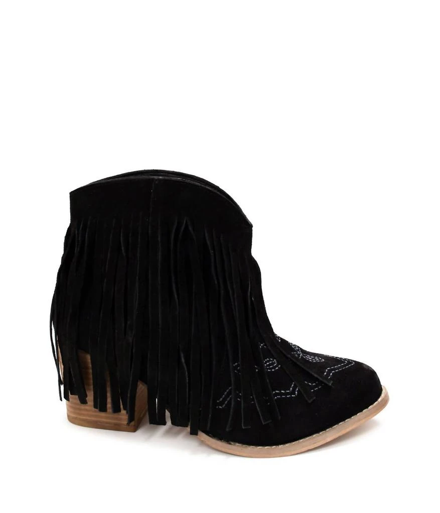 Naughty Monkey Women's Amos Fringe Ankle Bootie In Black Suede 2